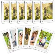COYMOS 12 Packs Acrylic Fridge Magnetic Picture Frame Magnetic Polaroid Frames for Photos Instax Mini Frame Clear 2.36 x 3.54 Inch