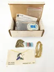 Vtg Ra 1977 Turquoise Mine Egypt Inlay Pendant Necklace Bronze Craft Kit Coral b