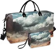 [ZRYSMY] Duffel Bag for Traveling, Landscape Desert Clouds Travel Bag Gym Bag, with Multiple Interior Pockets Shoulder Weekender Bag for Women Men with Toiletry Bag 20.5L x 1.9W x 13.8H, Multi-Colored