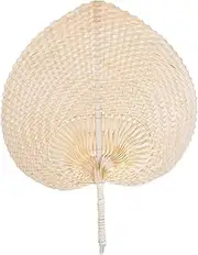[Generic] Hand Woven Fan - Handmade Heart Shape Bamboo Knitting Fan | Raffia Fan Straw Fan Wedding Favors Fans Wedding Favors 14.96 x 11.81 Inches