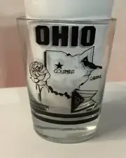 Vintage Columbus Ohio 1 Oz Shot Glass Souvenir Statistics Of Ohio Cardinals Rose