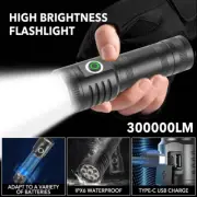 300000LM Zoomable USB Rechargeable LED Tactical Flashlight Torch Lamp Waterproof