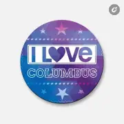 I Love Columbus City United States Slogan | 4'' X 4'' Round Decorative Magnet