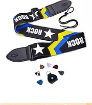 Purewords Guitar Strap Bundle Universal | Adjustable from 33" to 59 | Leather End | Used for Electric Guitar | Acoustic Guitar | Bass Guitars | Ukulele