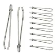 10 Pcs Bodkin Needle Elastic Threader Self-Locking Tweezers Clip Easy Insert