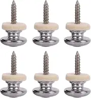 Kasteco 6 Pieces Mushrooms Head Guitar Strap Buttons Strap Locks Chrome (Silver)