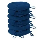 6x Round Dining Chair Seat Cushions Cotton Polyester Outdoor Dining 40cm Blue
