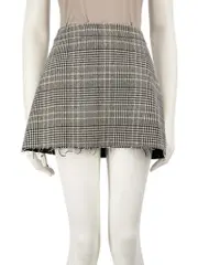 Grey Houndstooth Pattern Mini Skirt