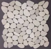 White Pebble Flat Tile 12"x12" River Rock Stone Mosaic Wall Shower Floor Meshed