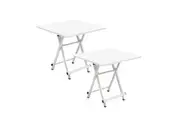 SOGA 2X White Dining Table Portable Square Surface Space Saving Folding Desk with Lacquered Legs Home Decor