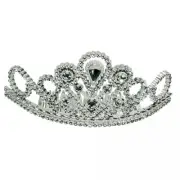 Comb-In Princess Tiara Mini Crown Queen Costume Royalty Fancy Dress Silver NEW