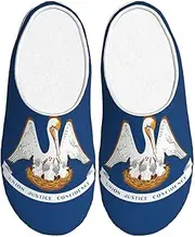 [EdWal] Louisiana State Flag print Winter Warm Slippers Indoor Anti-skid Plush Slippers Relaxing at Home for Women Men