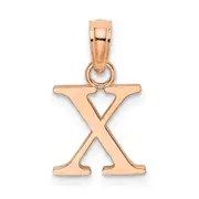 14K Rose Gold Polished Block Letter X Initial Pendant