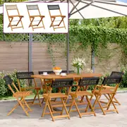 Chairs Folding Garden Dining Chair Balcony Poly Rattan and Solid Wood vidaXL