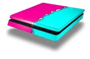 Skin for PS4 Slim Ripped Colors Hot Pink Neon Teal Playstation 4 Console