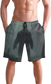 [XYMZR] Sasquatch Forest Dark Men's Swim Trunks Quick-Dry Bathing Suit Swimming Board Shorts S