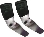 [LHDGBNV] Sun Protection Arm Sleeves For Men Women Uv Upf 50+ Gardening Sleeves White Cat Sports Cooling Sleeve, Black