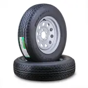 2 ROCKMAN Trailer Tire Rim ST205/75R14 8-Ply D 105M 5 Lug on 4.5" Silver Mod