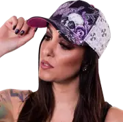 LETHAL THREAT HT82071 Lethal Angel® Floral Skull Rose Hat - Black/White