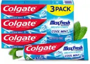 Colgate Max Fresh Whitening Toothpaste with Mini Breath Strips, 6.3 oz, 3 Pack