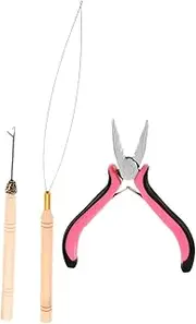 BESTYASH 3pcs Hair Extension Tools Kit Durable Hair Extension Pliers Bead Loop Tool and Crochet Needle for Easy Styling Lightweight Compact Beginner Friendly Accessories for