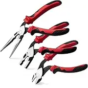 LEONTOOL High Leverage Pliers Set - Angled Head 8 Inch Needle Nose & 7 Inch Diagonal Cutting & Combination Pliers - Professional Hand Tool Saving 35 Percent Labour