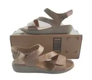 Easy Spirit Women's KAILYNNE2 Leather Open Toe Casual Flat Sandals, Tan, Size 8
