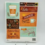 Fall Window Cling Decorations Latte Pumpkin Spice Leaves Pies Patch Autumn