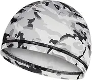 [QOHNK] Camo Cycling Hats for Men,Running Hat Sports Cap Thermal Men Skull Hat Cycling Under Helmet,Skull Cap Helmet Liner