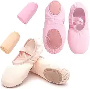 [Deerhobbes Design your own] Ballet Shoes for Girls with Matched Ballet Tights - Leather Split Sole, for Girl