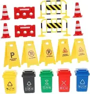 HANABASS 25pcs Boys and Girls Traffic Signs Toy Set Pretend Play Street Signs Barricade for Boys and Girls