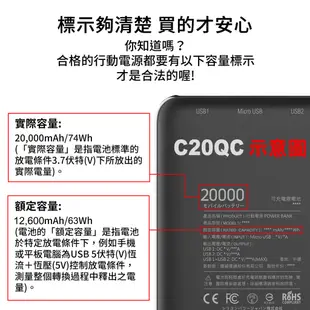 SP C20QC 20000mAh PD QC快充 iPhone Android Type-C雙向快充 行動電源 廣穎