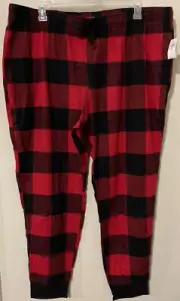 Old Navy Womens XXL Tall Red Black Plaid Jogger Style Lounge PJ Pants NWT! A3462