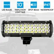 Elinz 10" LED Work Driving Light Bar 3 Rows Spot Offroad 12V 24V Truck 4WD