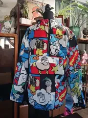 Popeye Comic Reason Brand 1/4 Zip Jacket Pullover Windbreaker Men Size XL