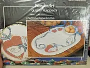 Wonder Art Embroidery 4 Placemats 9080 Geese and Ribbons 13 x 19" & DMC floss