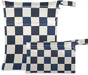 Amooorous Blue and White Checkered Pattern waterproof bag for swimsuit 2 Pack travel essentials for babies with handles for yoga, daycare
