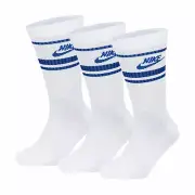 Nike Sportswear Everyday Essential Crew 3 Pair Mens Socks White Blue Multi Size