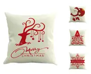 JunChang P94 4PCS 45x45cm Christmas White Elk Pattern Hugging Pillowcase Holiday Home Decoration Pillow Case Sofa Cushion Cover