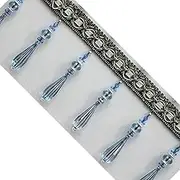 Tassel Fringe Trim, 1 Meter Braided Hanging Beads Fringe Trim for Curtain Sewing Beaded Pendant Sewing Trim(Blue)
