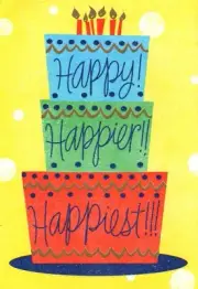 Happy Birthday Happier Happiest Tier Tiered Cake Theme Hallmark Greeting Card
