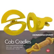 Yellow Plastic Corn Cob Holders Skewers Handles Non-Greese
