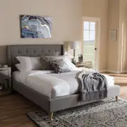 Earldom King Bed Frame Fabric Grey