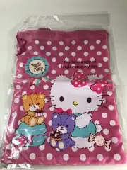 HELLO KITTY DRAWSTRING PINK SHOPPING TOTE BEACH BAG CUTE SWEETS NEW 12"x9"