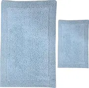 Castle Hill 2-Piece Reversible Bella Napoli Bath Rug, Light Blue, 17 by 24-Inch and 24 by 40-Inch
