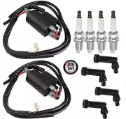 2x Ignition Coil + Spark Plug Caps For Yamaha XJ550 Seca (1981 1982 1983)