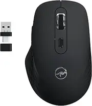 Omega - Wireless Bluetooth Mouse - Ergonomic, USB and USB-C Receiver, Quiet Clicks, Adjustable DPI, MacOS and Windows Compatible - Black