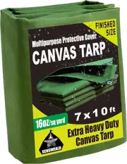 Heavy Duty Canvas Tarp 7X10 Feet 16Oz Water-Resistant Canvas Cover with Grommets