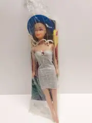 Vintage Barbie Knock Off Blow Mold Figure with Parachute 70s Toy Fashion Doll