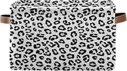 Black White Leopard Spots Closet Storage Basket, Decorative Rectangle Nursery Room Organizer Storage